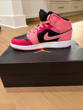 Nike Pink and Black Mid-Top Basketball Sneaker